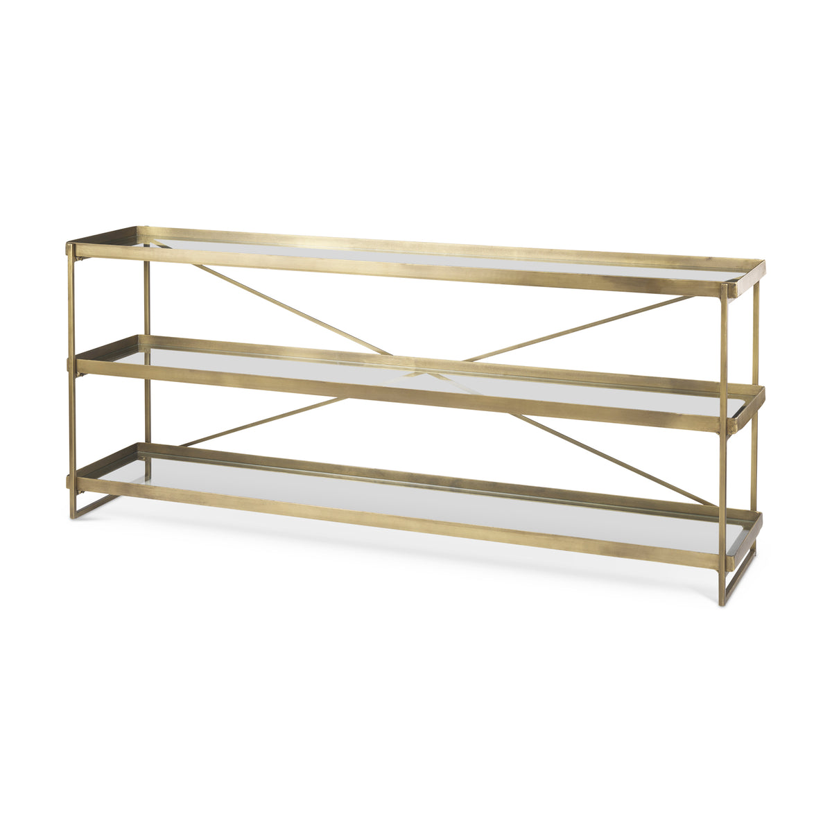 Trey Console Table- Gold &amp; Glass