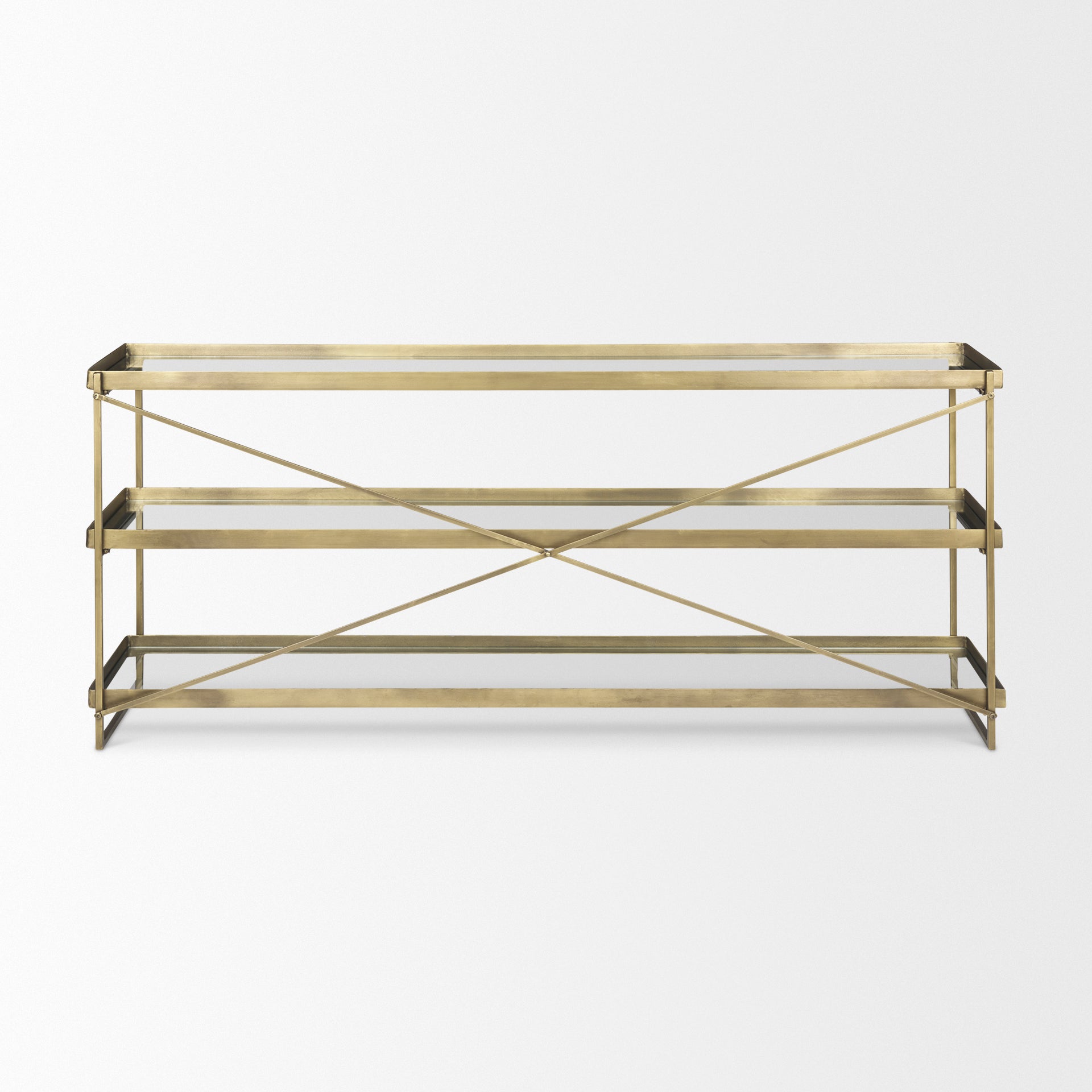 Trey Console Table- Gold & Glass