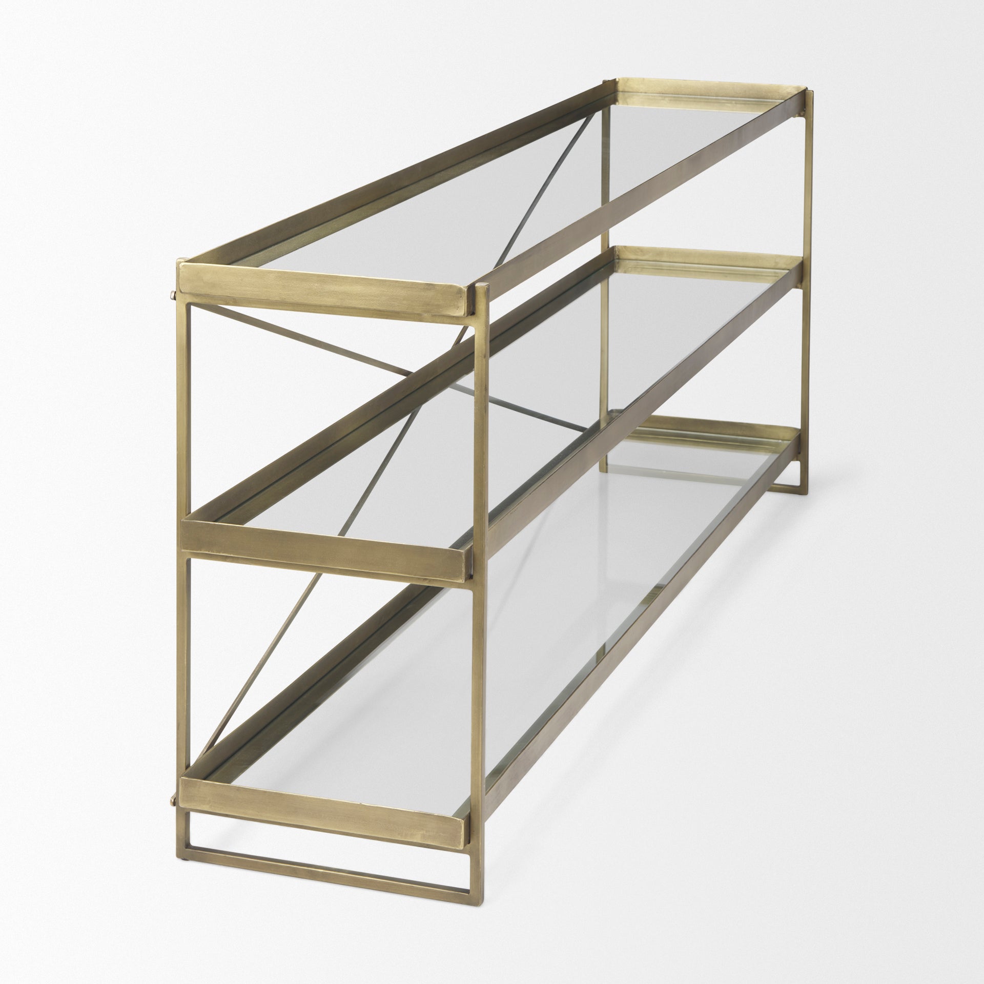 Trey Console Table- Gold & Glass