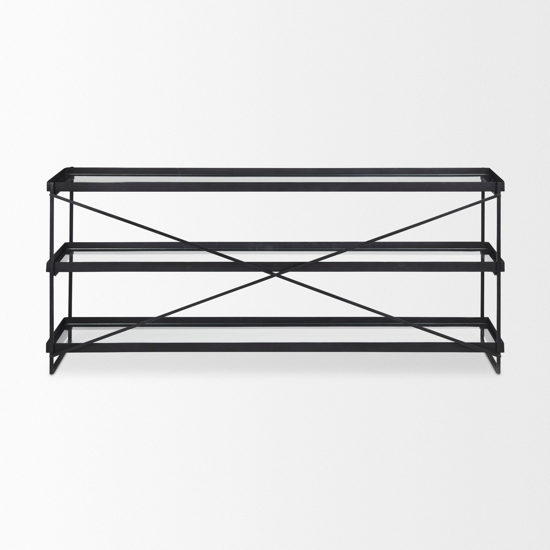 Trey Console Table- Black Metal & Glass