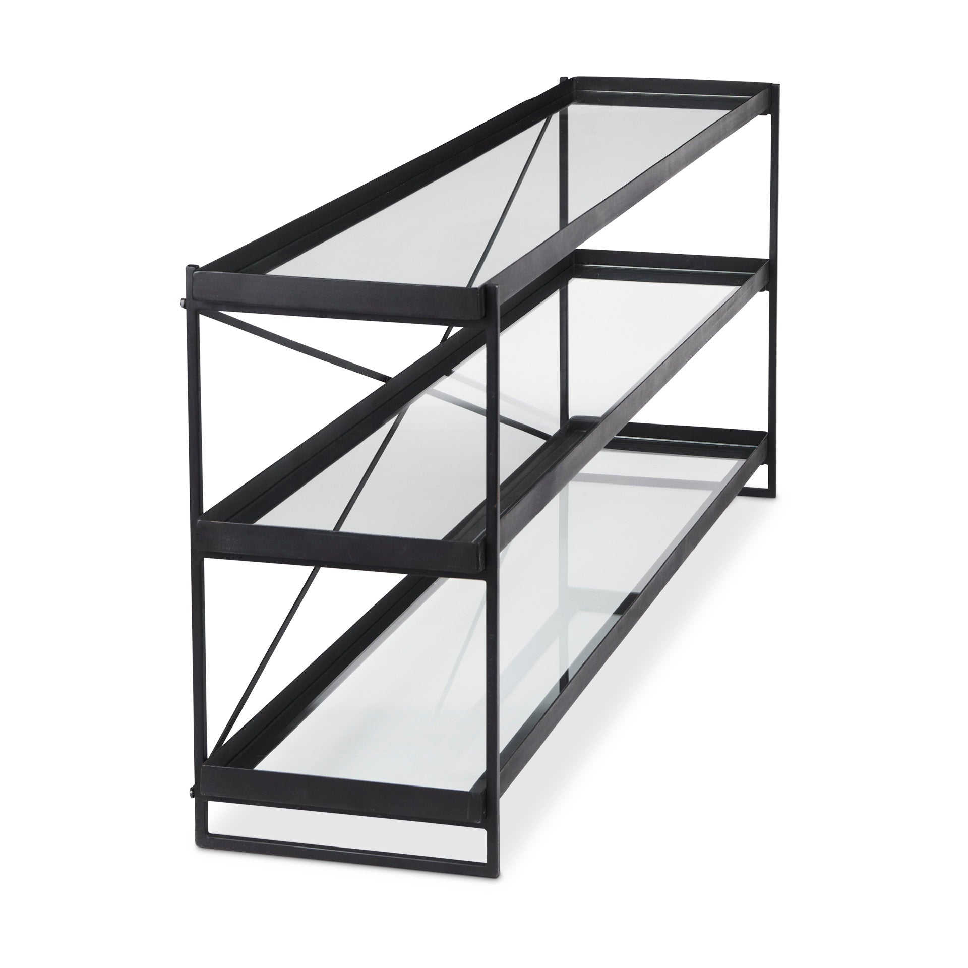 Trey Console Table- Black Metal & Glass