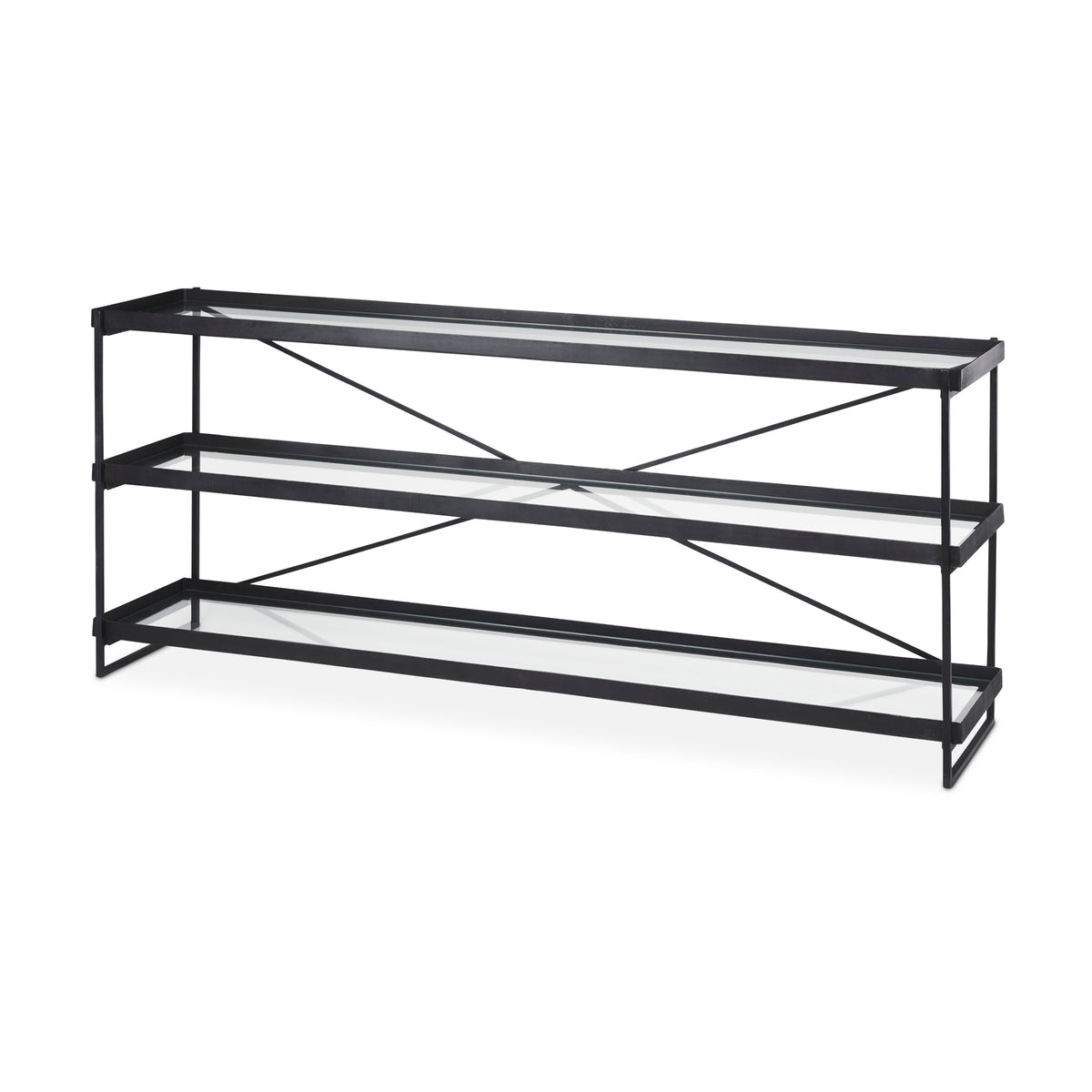 Trey Console Table- Black Metal &amp; Glass