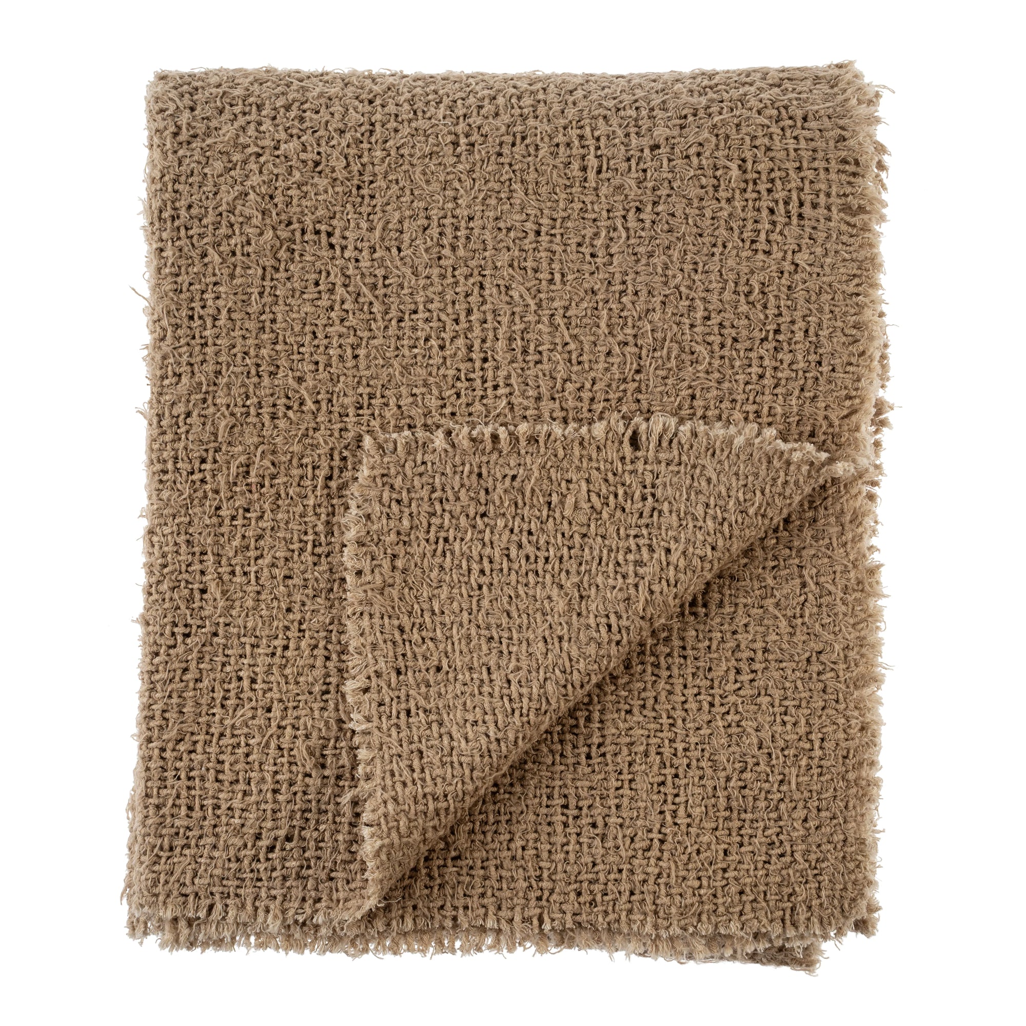 Indaba-Sable Fringe Throw Beige