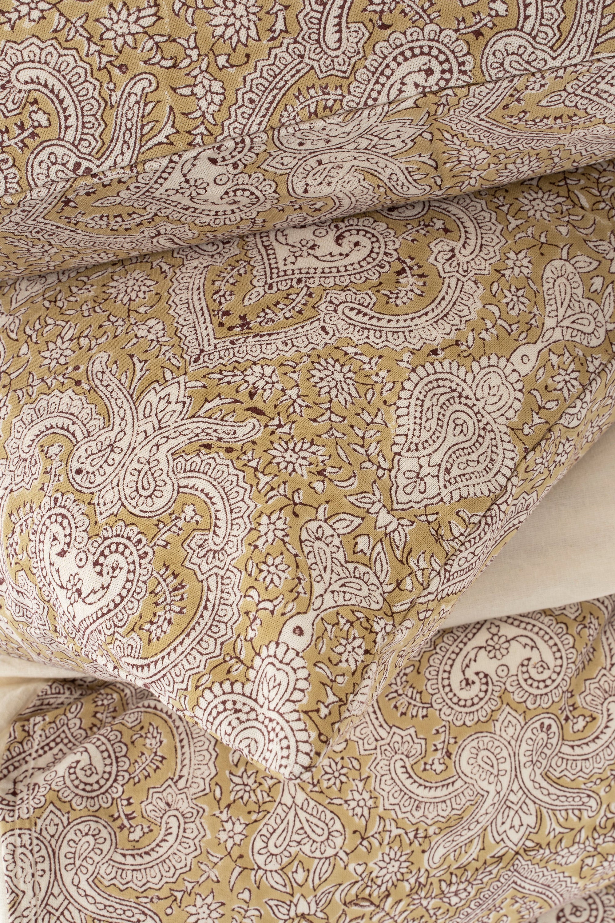 Astrid Block Print Cotton Duvet Set Gold (Special Order)