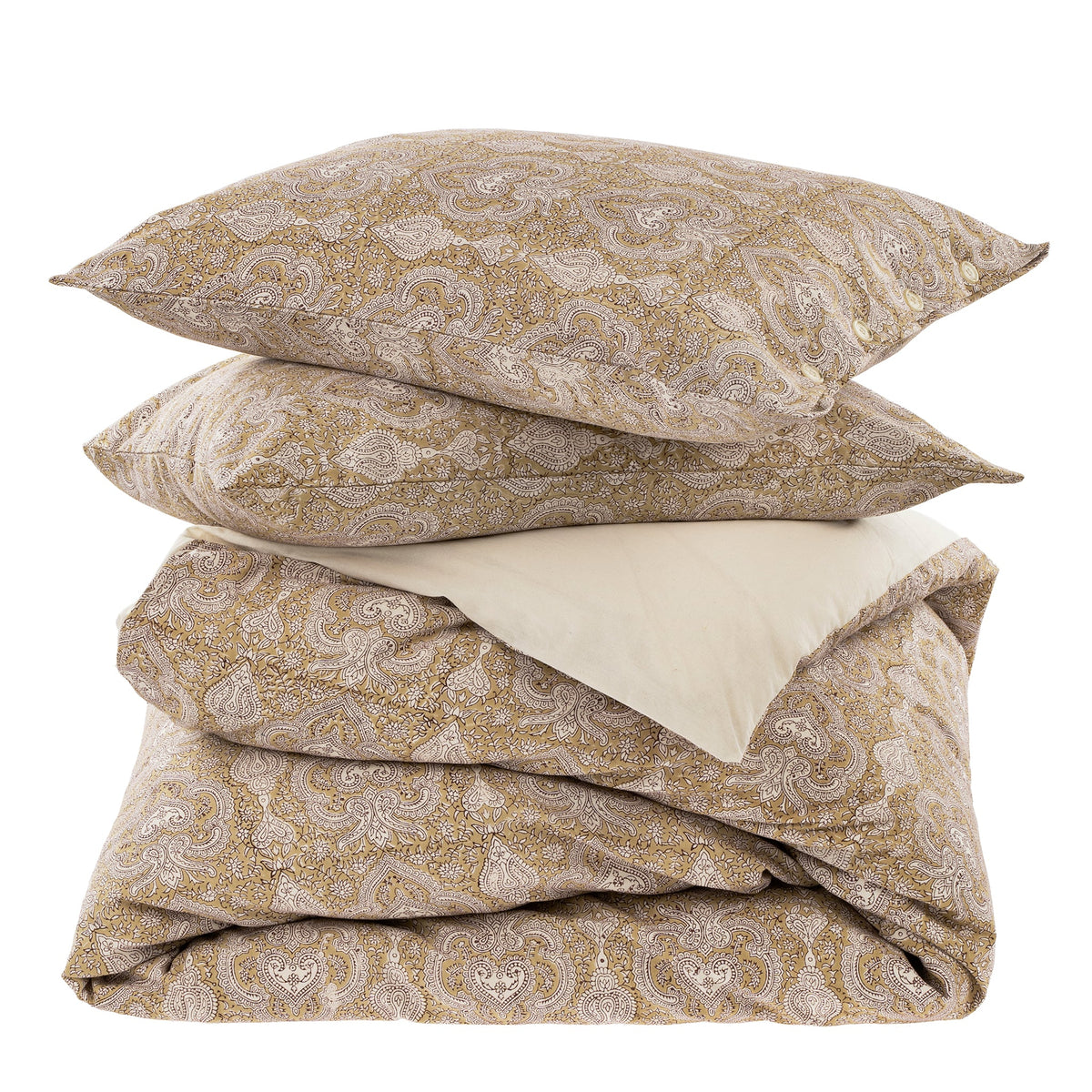 Astrid Block Print Cotton Duvet Set Gold (Special Order)