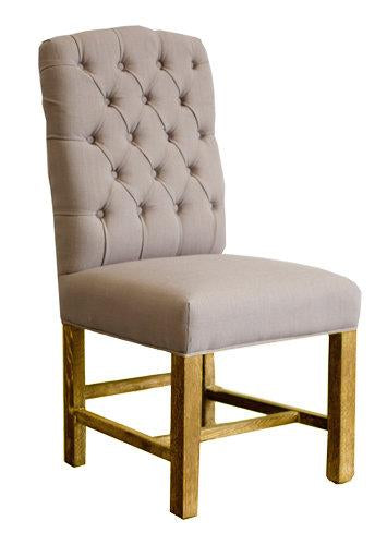 York Dining Chair - Flax Linen &amp; Natural Legs