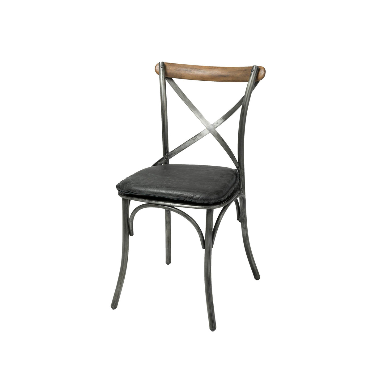 Metal Crossback Chair with Black Seat Cushion