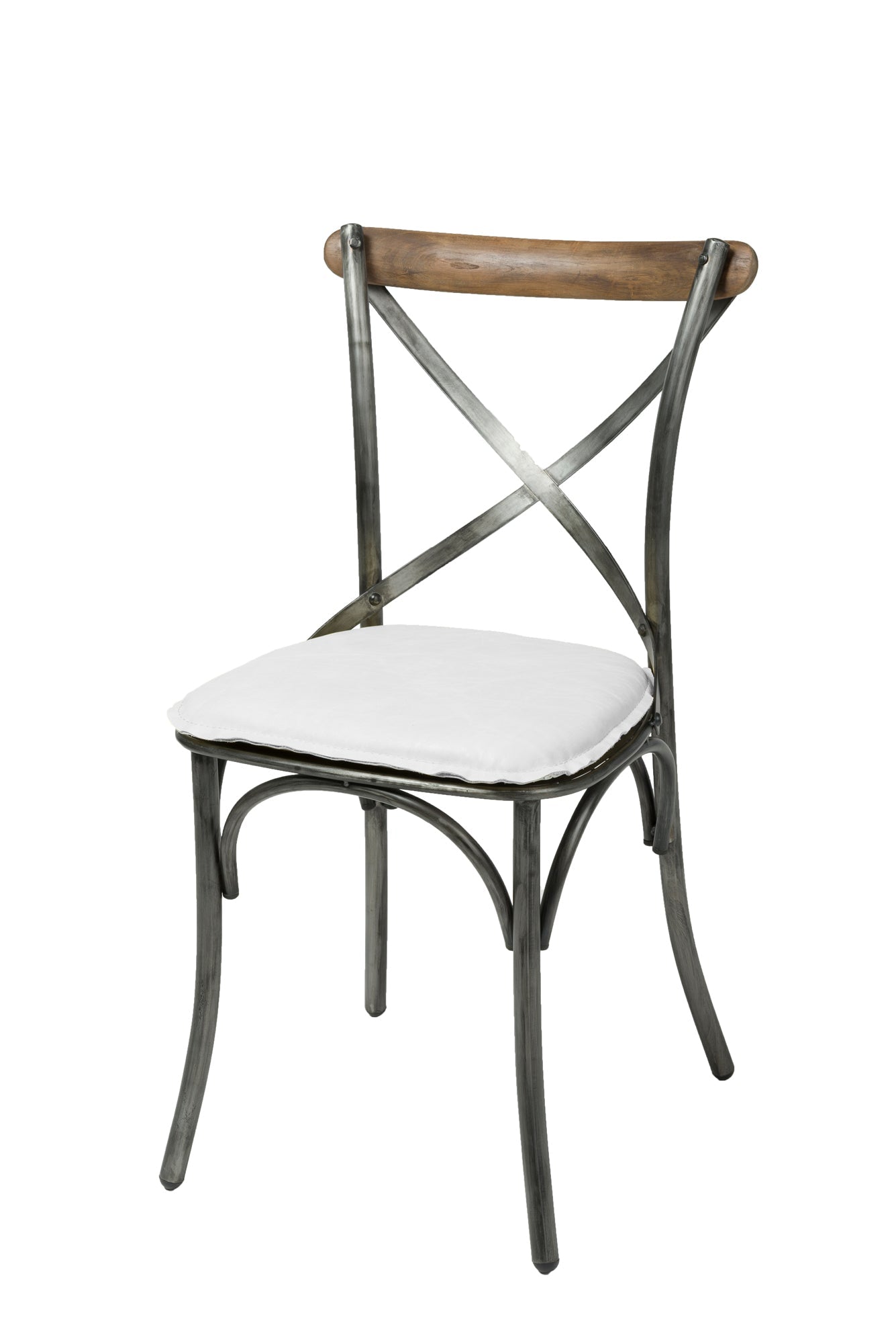 Metal Crossback Chair with White Seat Cushion