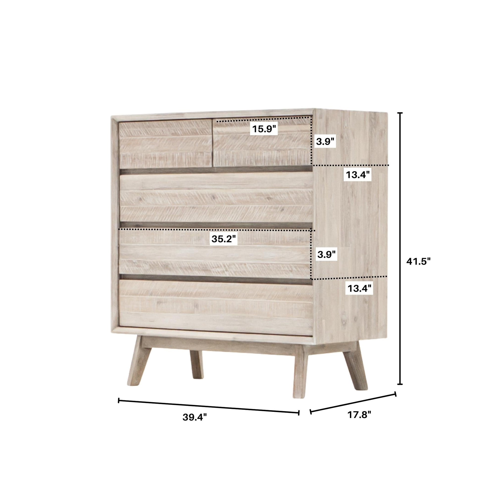 Gia 5 Drawer Chest - Light Driftwood