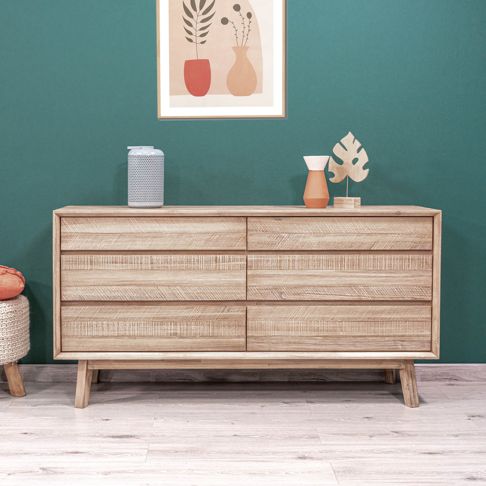 Gia 6 Drawer Dresser - Light Driftwood