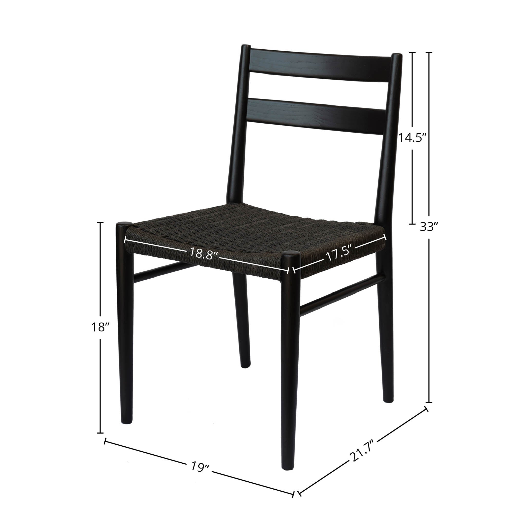 Jakarta Dining Chair - Black/Black Woven Seat