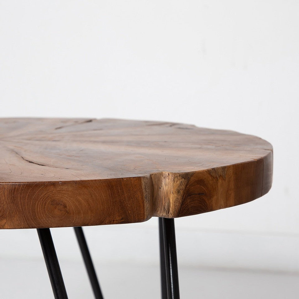 Natura Hairpin Round Live Edge Accent Table