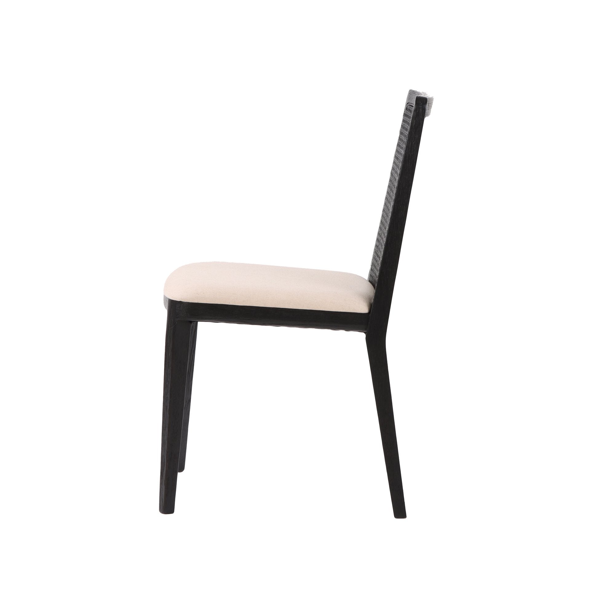 Cane Dining Chair - Oyster Linen/Black Frame