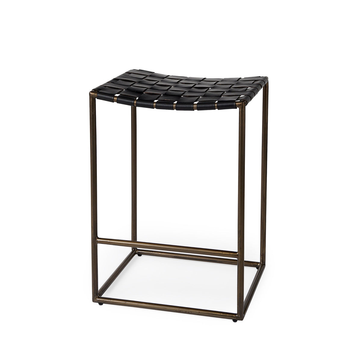 Clarissa Bar Stool Black Leather/Nickel Frame