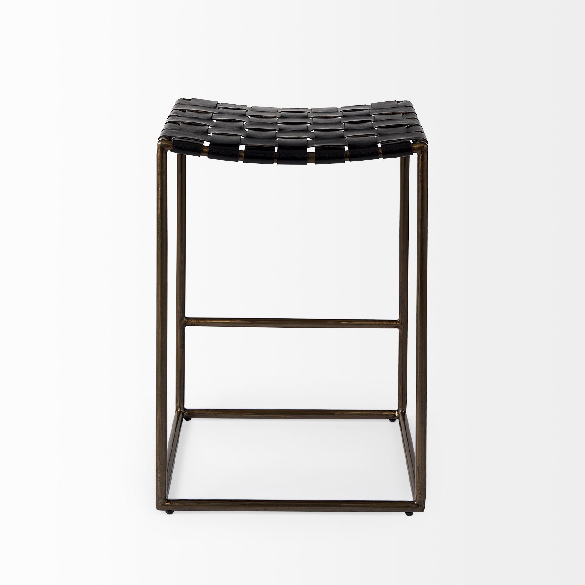 Clarissa Bar Stool Black Leather/Nickel Frame