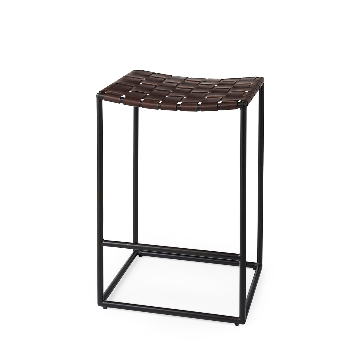 Clarissa Counter Stool Brown Leather/Black Frame