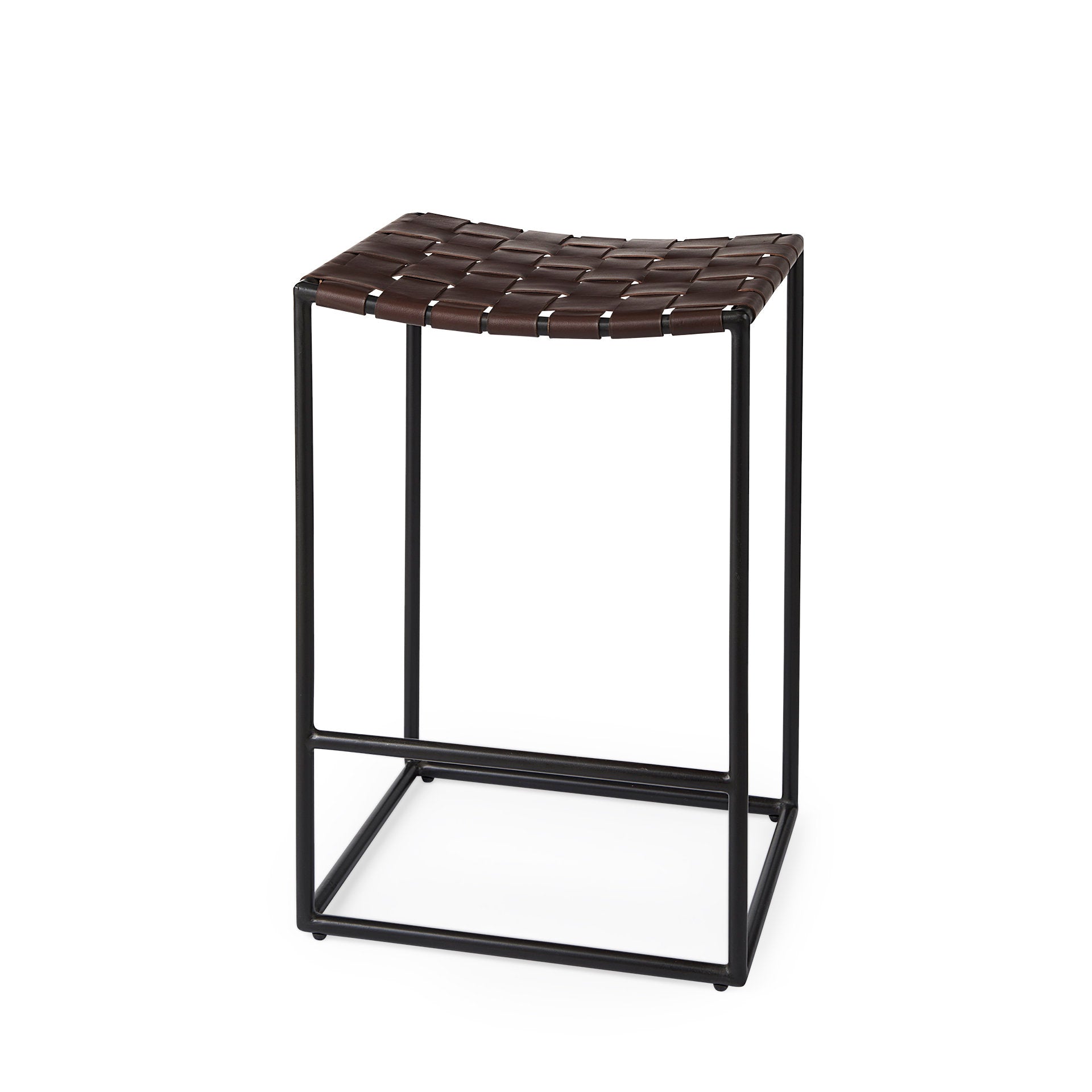 Clarissa Counter Stool Brown Leather/Black Frame