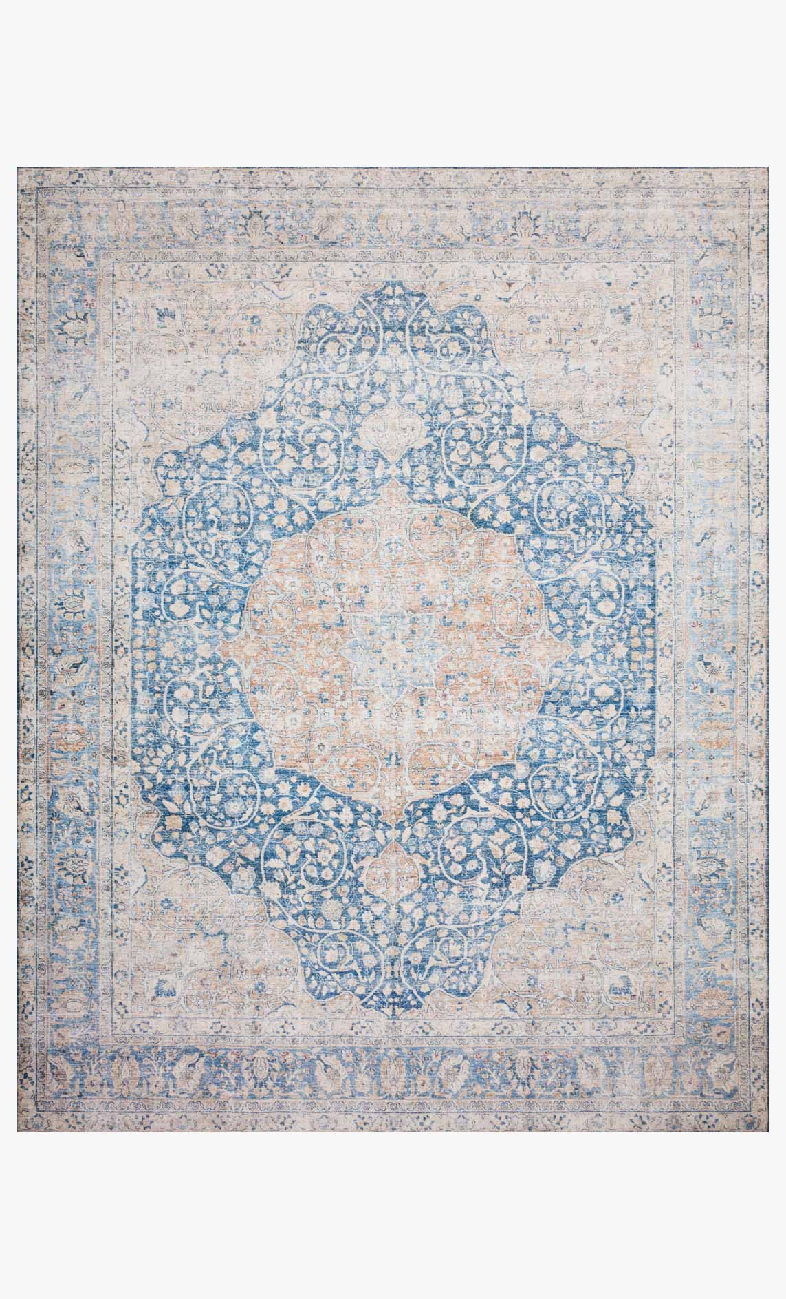 Layla Area Rug Blue / Tangerine