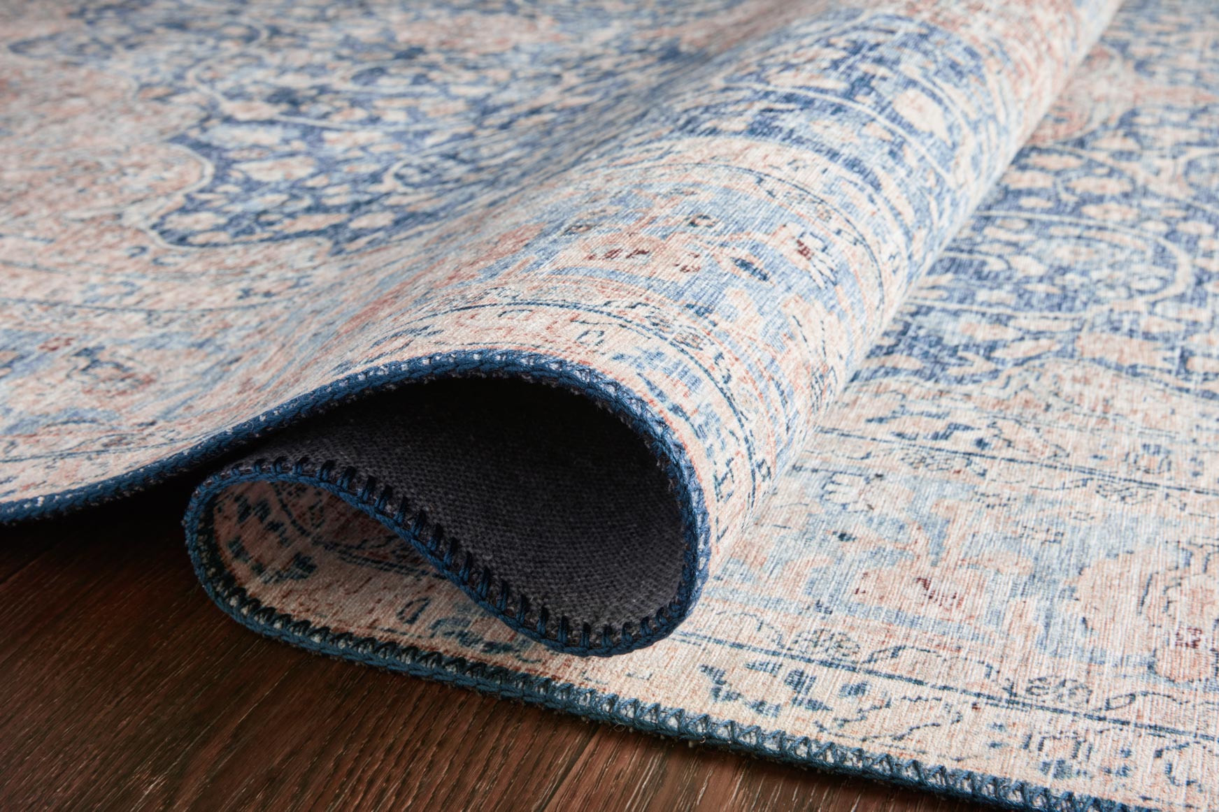 Layla Area Rug Blue / Tangerine