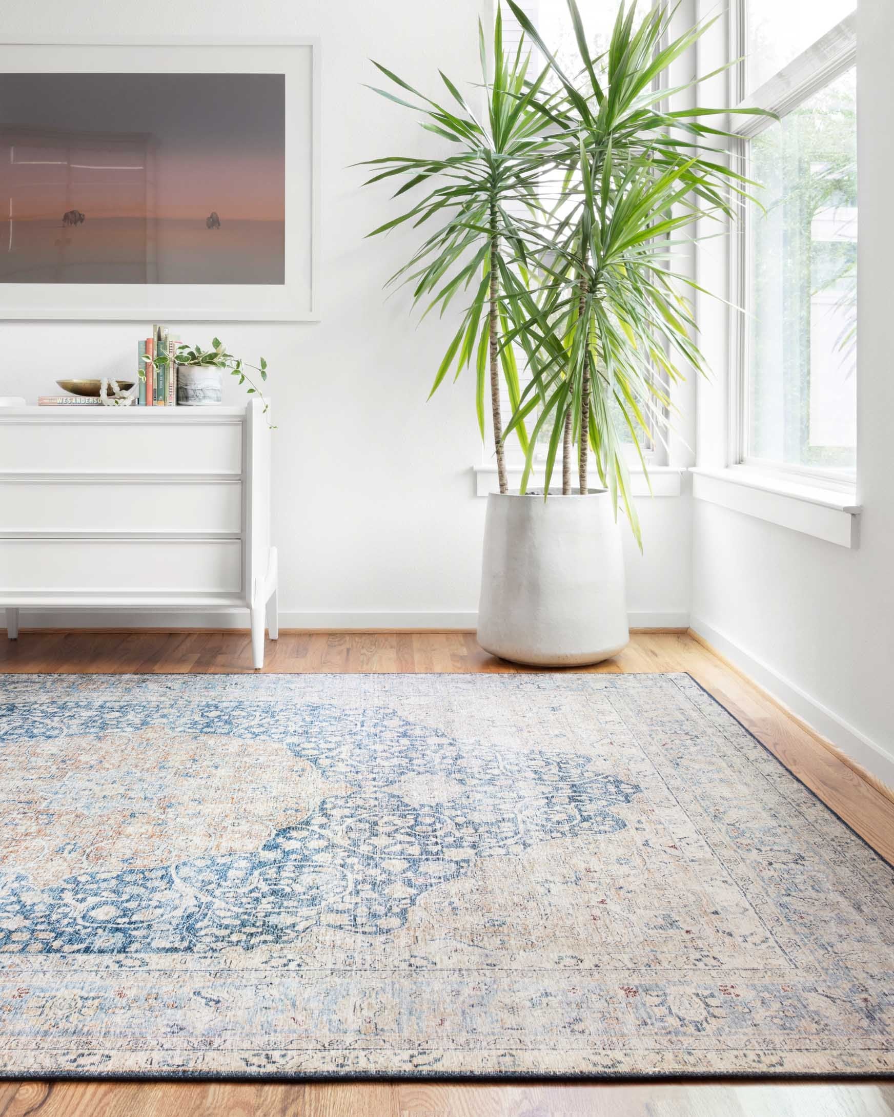 Layla Area Rug Blue / Tangerine