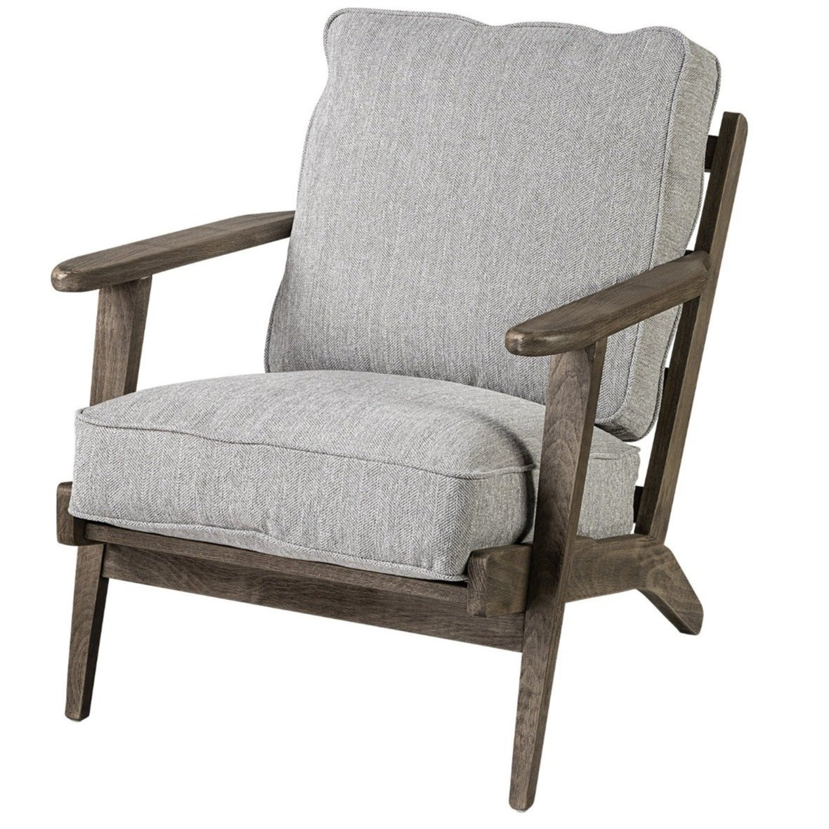 Olympus Wood Frame Lounge Chair- Frost Grey Fabric