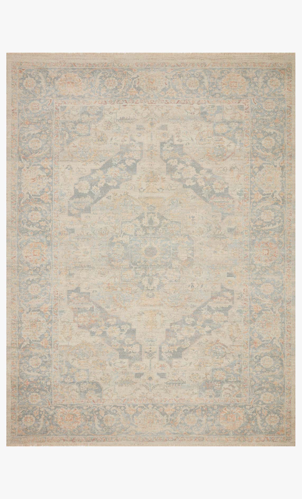 Priya Area Rug Bone / Bluestone