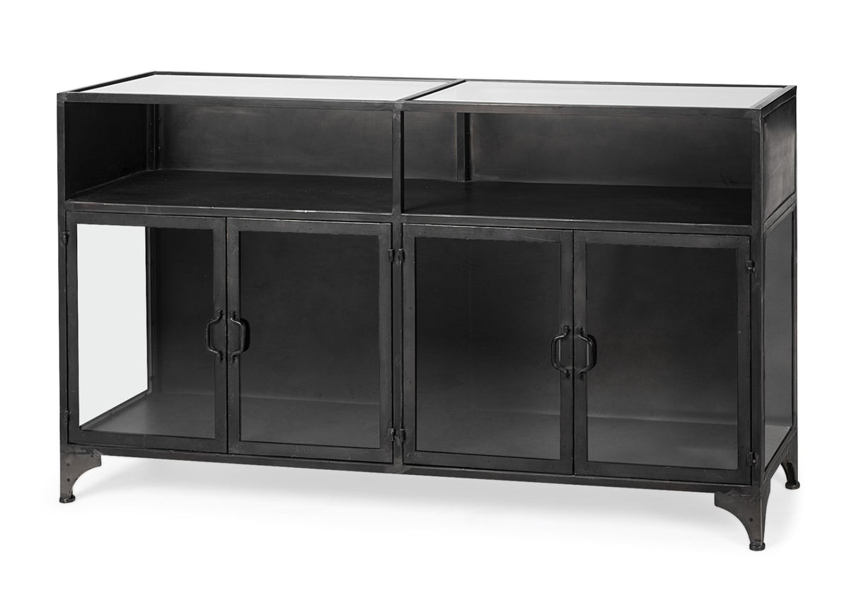 Pender Industrial Sideboard-Glass &amp; Steel