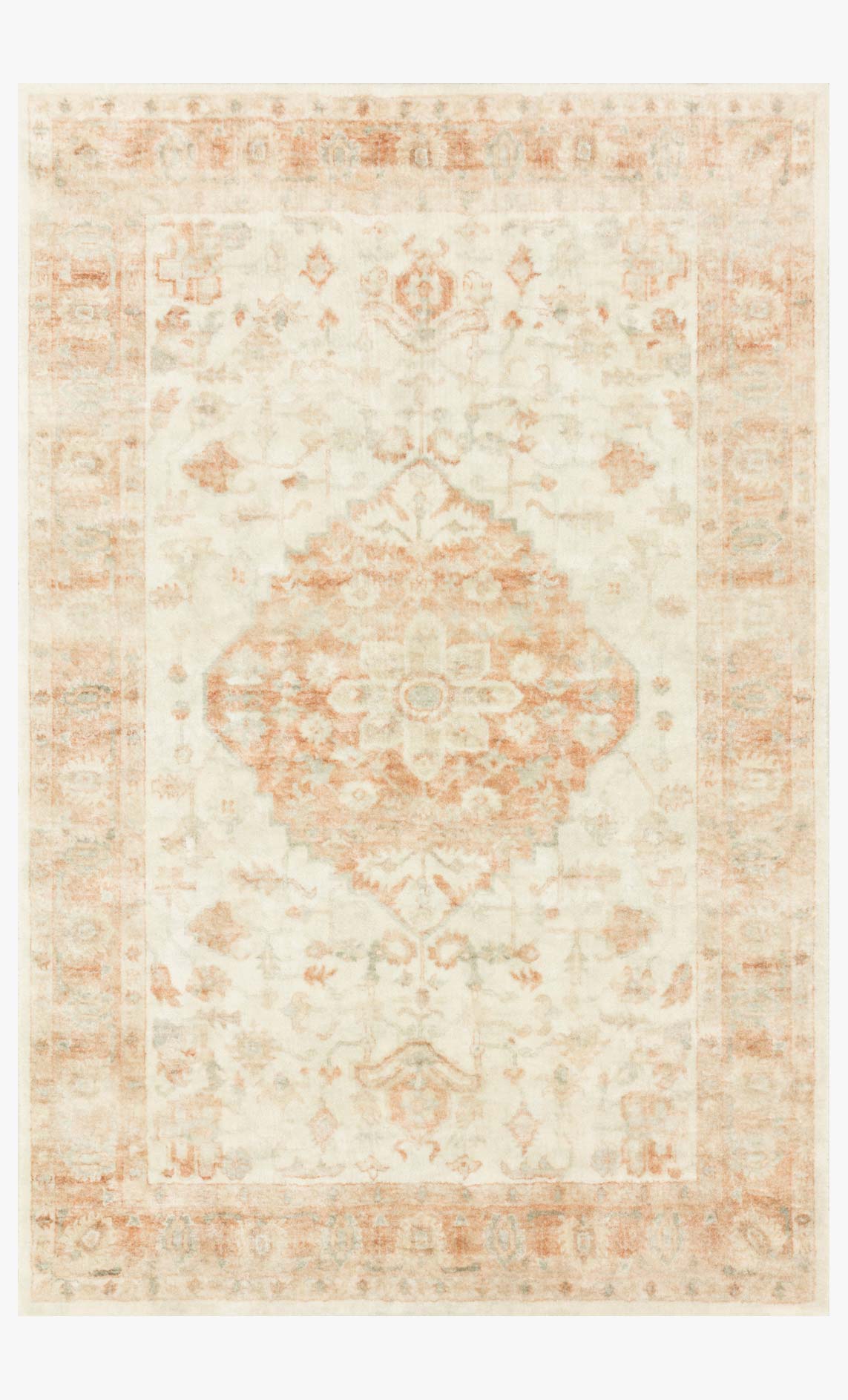 Rosette Area Rug Ivory / Terracotta