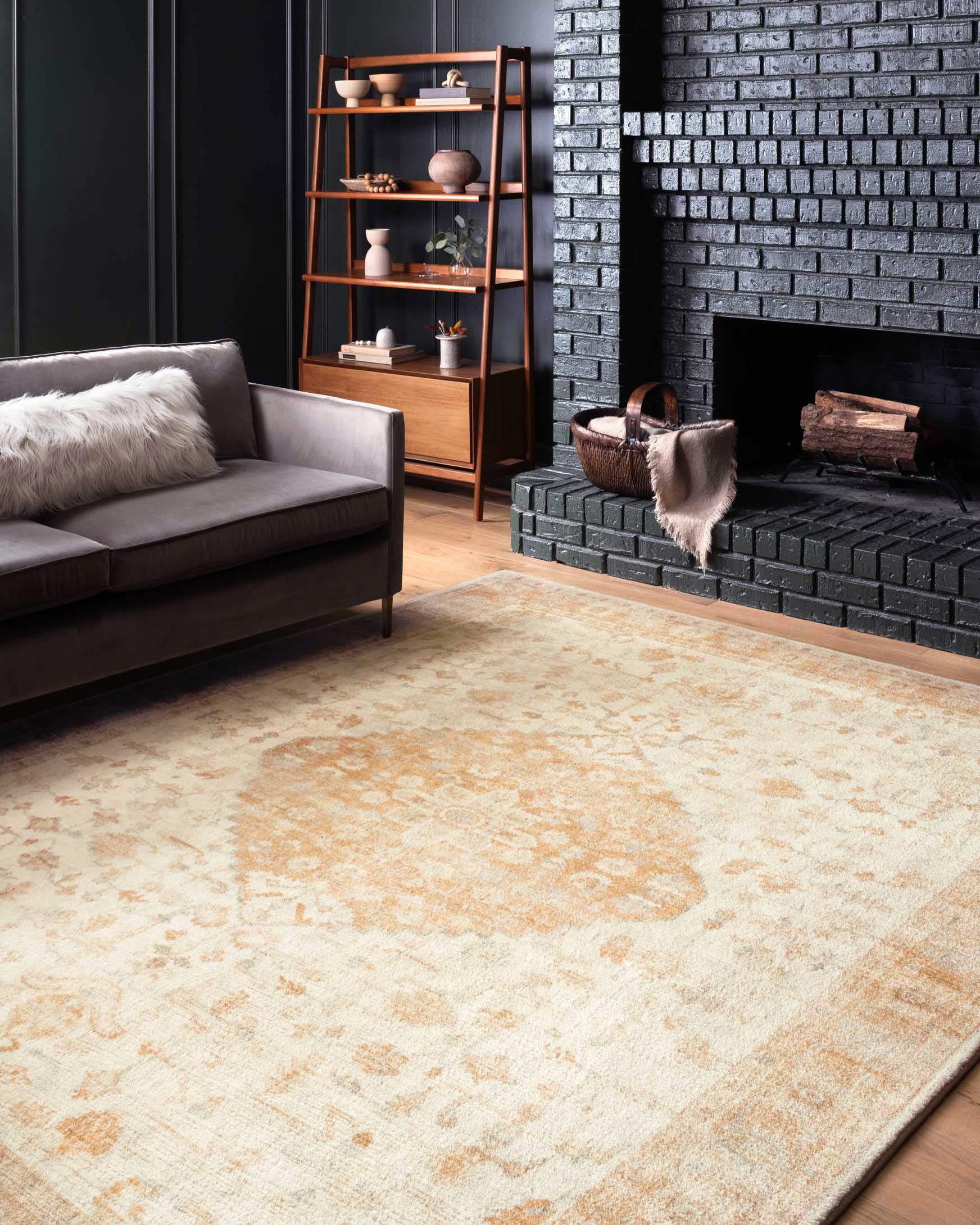 Rosette Area Rug Ivory / Terracotta