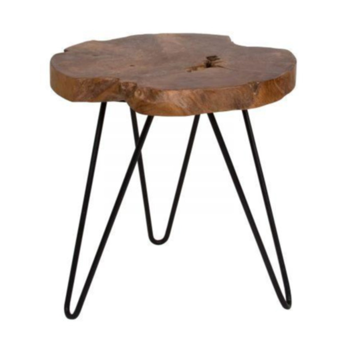 Natura Hairpin Round Live Edge Accent Table